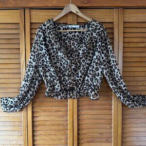 ZARA | Leopard Print Cropped Blouse